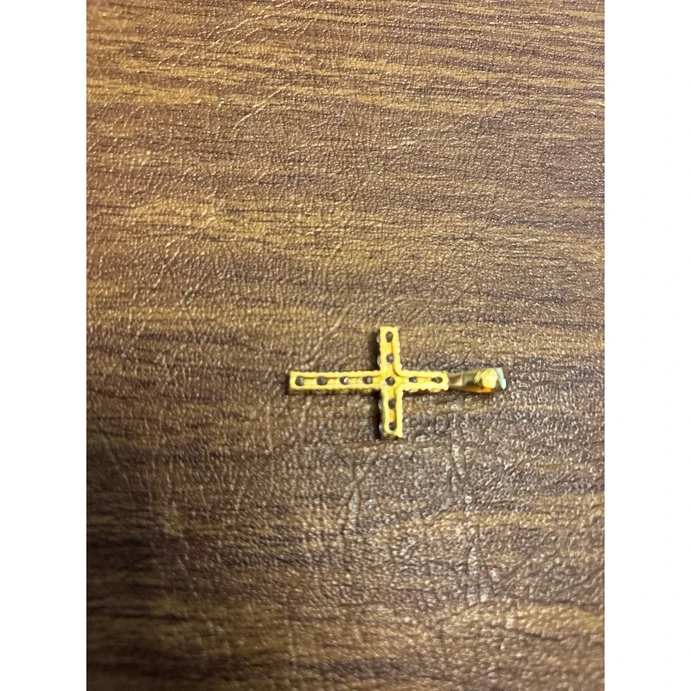 The Gld Shop Yellow Gold Diamond Cross Pendant and‎ Diamond Tennis Necklace